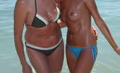 Topless Brunette Beach
