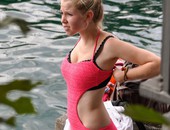Sexy Teen Blonde Changing Into One Piece Swimsuit